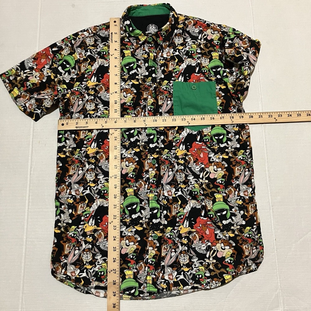 Warner Bros Looney Tunes Button Up Shirt Mens Medium All Over Print Short Sleeve - Picture 4 of 6